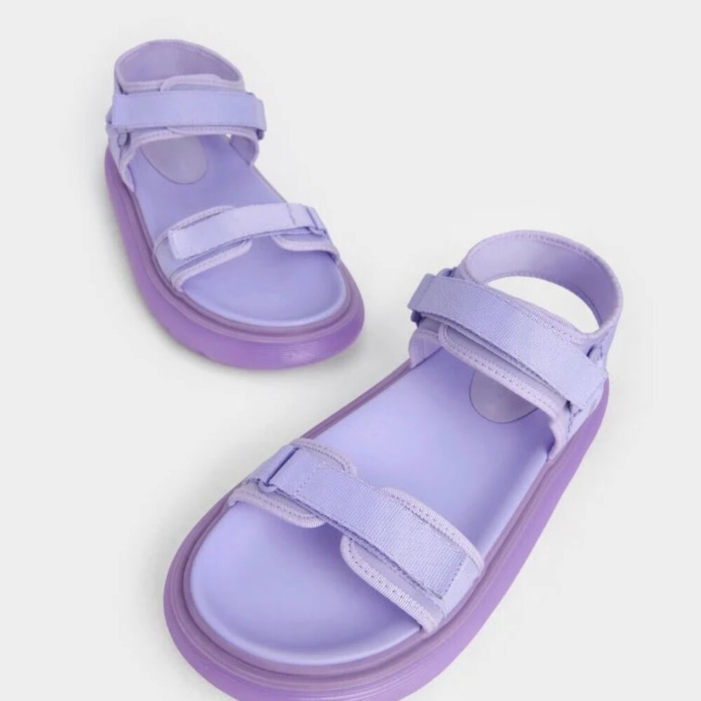 Charles & Keith lavender velcro sandal - size 37 (7)